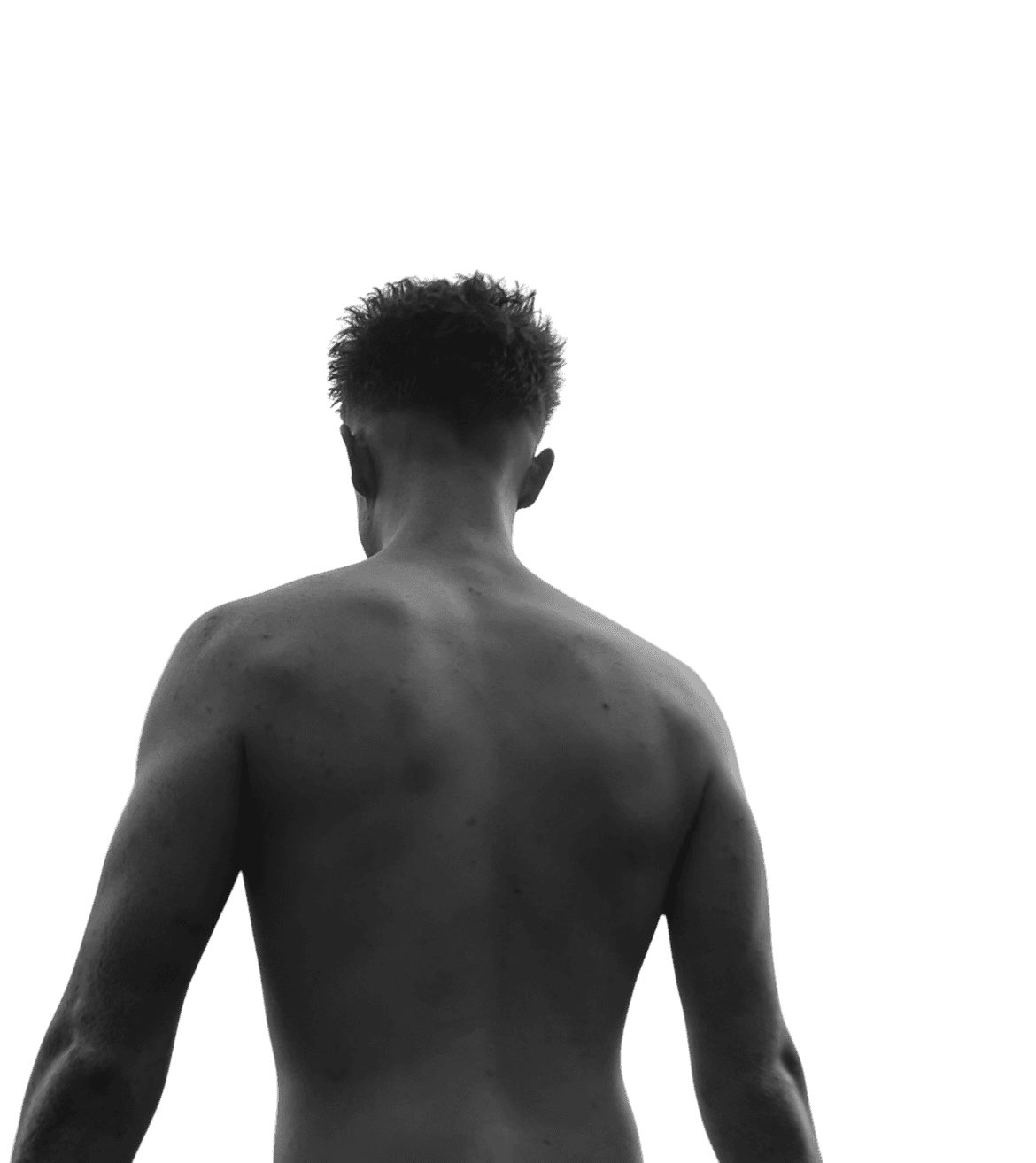 Colin, photographed from behind at the lake