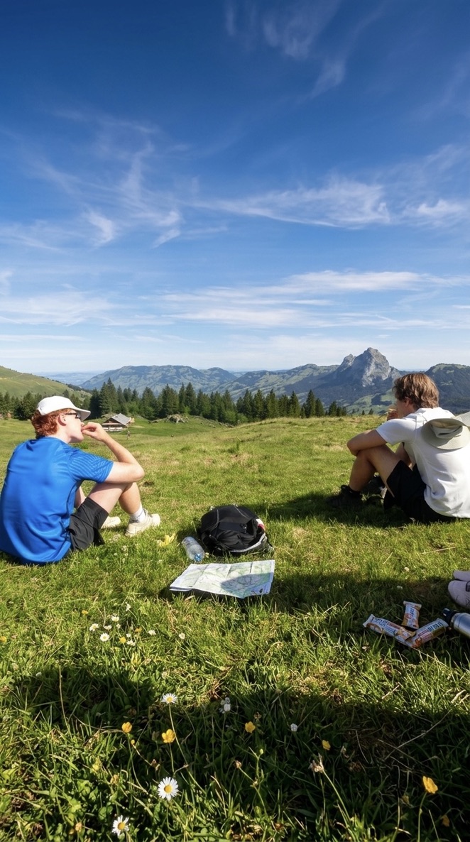 A picnic with a view of the mountains