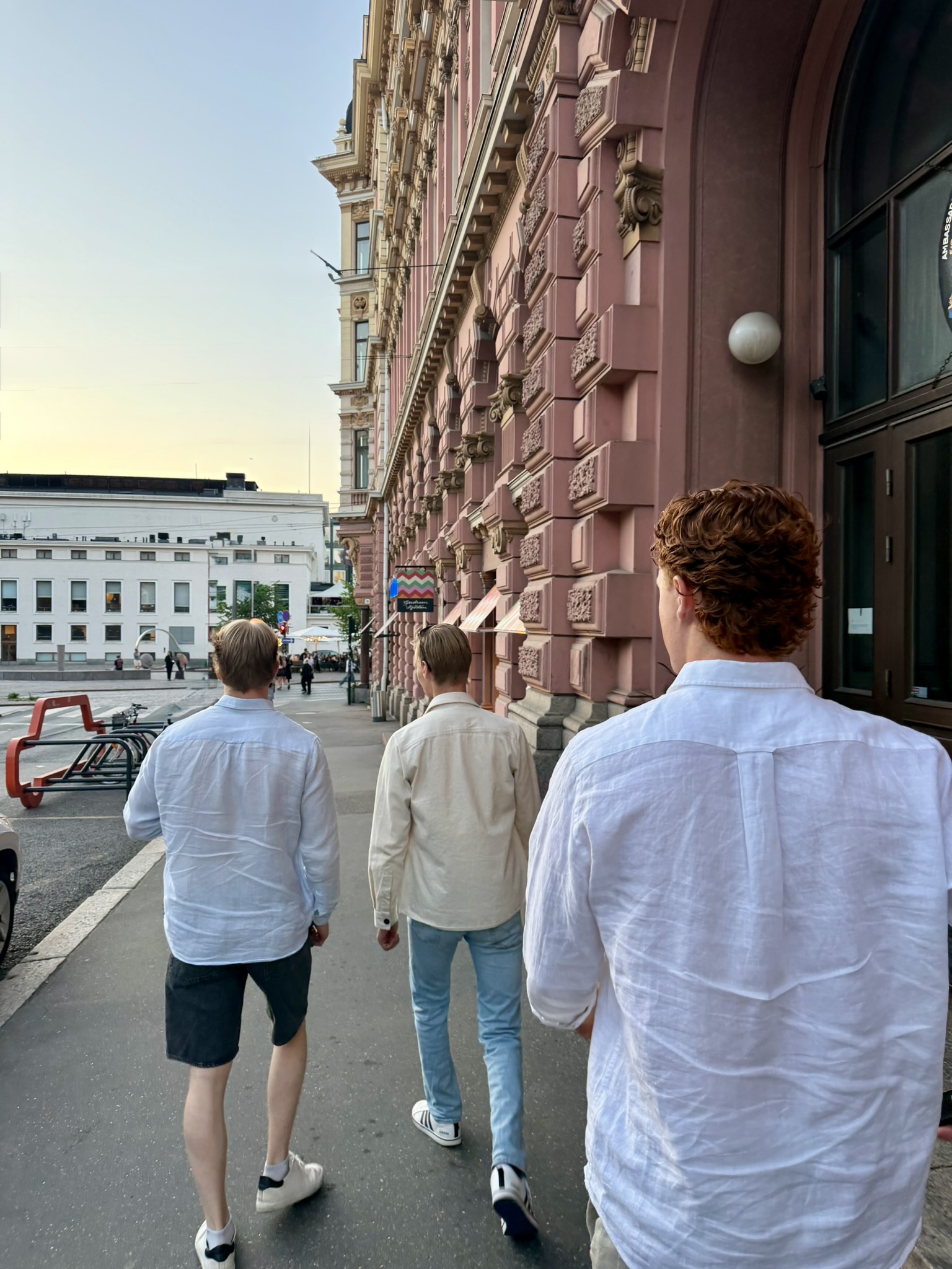 Walking through the city with friends